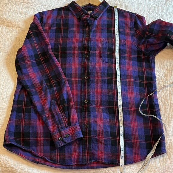 LL Bean Scotch Plaid Flannel Shirt Relaxed Purple Red Small Gorpcore Cabin Fall - Picture 7 of 9